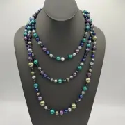 Gorgeous Artisan Three Strand Mixture Freshwater Dyed Faux Necklace Handmade