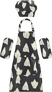 AIXIWAWA Kids Apron Chef Hat Set, Child Kitchen Bib Aprons Adjustable for Cooking Baking Painting (Flying Phantoms)