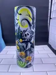 (1) 20oz Stainless steel GLOW IN THE DARK tumbler Jack and Oogie Boogie
