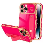for iPhone 14 Pro Max Case for Women Girls with Strap, Wave Frame Cute Love