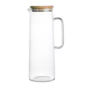 10X(1.7L Glass Water Pitcher with Handle Bamboo Lid Heat Cold Hot6642