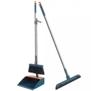 3pcs/Set Long Handle Dustpan and Broom Set Dust Pan Brush Set Indoor Outdoor