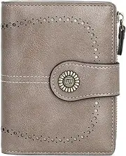 [ALDNHD] Women's Leather Wallet Retro RFID Blocking Short Style Zipper Buckle Coin Purse,F