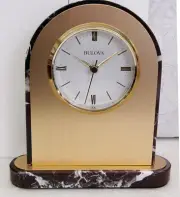 BULOVA MANTEL CLOCK WITH REMOVABLE FACE PLATE FOR ENGRAVING "DESIRE" B5012