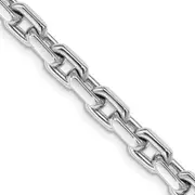Solid 14K White Gold 9 inch 5.4mm Hand Polished Fancy Link with Lobster Clasp Chain Bracelet