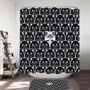 Black and White Funny Cats Print Shower Curtain
