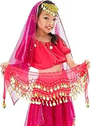 [Calcifer] Children's 3 Layers Chiffon Belly Dance Belt India Dance Skirt Hip Scarf Wrap Belt