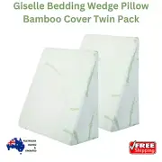 Giselle Bedding Wedge Pillow Bamboo Cover Twin Pack Back Support Rest Relax