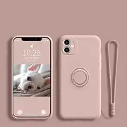 Liquid Silicone Ring Phone Holder Case for Samsung Galaxy S24 S23 Ultra S22 S21 FE S20 Plus Note 20 Cover with Wrist Strap,Pink,for S22Plus