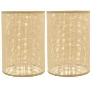 2pcs Rattan Woven Light Covers Desk Lamp Covers Rustic Lamp Shade E27/E14 Lamp