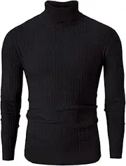 [Cromoncent] Men's Turtleneck Cashmere Sweater Long Sleeve Pullover Sweater