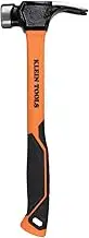 Klein Tools 832-26 Lineman's 26-Ounce Claw Milled Hammer, Fiberglass Handle, Heavy Duty for Utility Poles, Milled Face, High Visibility Orange