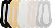 [Dress Cici] Nylon Thin No Show Socks for Women with All Around Silicone Grip That Stay Up (5 Set)