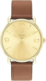 [Coach] Men's Elliot 14602646 Quartz Watch, Gold, 41 mm Case Diameter