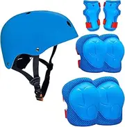 Helmets and Pads for Kids, Adjustable Kids Scooter Helmets, Skateboard Helmets with Knee and Elbow Pads Wrist Guards for 3-10 Years Boys Girls, Cycling Helmets Set