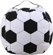 Ultra Soft Bean Bag Chair Cover (No Filler) Stuffed Animal Toy Storage Beanbag Chairs Toy Organizer Bag Sofa Lazy Sack Cover, 66cm Soccer Ball, White