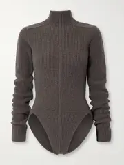 [Rick Owens] Rick Owens - Headon Knitted Cashmere And Wool-blend Turtleneck Bodysuit - Gray - x large x large Gray