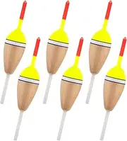 Dr.Fish 6 Pack Fishing Bobber Floats Balsa Wood Slip Bobbers for Fishing Crappie Trout Bass Bluegill Panfish Catfish Walleye