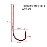 100X High Quality Long Shank Baitholder Fishing Hooks RED Size 2/0,FishingTackle