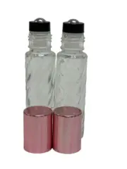 144 Pcs, 10ml SWIRL Glass Rollon Bottle ALUMINUM ROSE GOLD Cap & Steel Roller