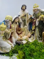 8" Nativity Scene Set Resin Holy Family Baby Jesus-6pcs Set Nacimiento Navideño