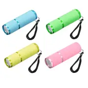 9 LED Glow in Dark Flashlight, 4Pcs Aluminum Flashlight (Pink/Green/Yellow/Blue)