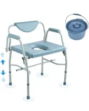 VEVOR Bedside Commode Chair with Drop Arm Adjustable Height 1000 LBS Toilet Seat