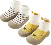 [Maeau] 3 Pairs of Non-Slip Shoes Baby Girl Socks Slippers Newborn Breathable Socks Spring Autumn Cartoon Cotton Baby First Step 0-4 Years Old