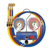 59661 R410A, R22, R404A 2-Way Manifold Set with 3-1/8" Gauges and 60" Hoses