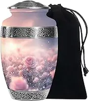 Large 10-Inch Rose Flower-Themed Cremation Urn for Human Ashes, Decorative Funeral & Burial Urn for Adults, Memorial Gift for Grandfather & Grandmother