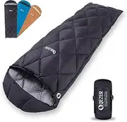 QEZER Down Sleeping Bag for Adults, Teens, 5-16℃ 600 Fill Power Duck Down Ultralight Sleeping Bag Sleeping Bag with Compression Sack