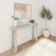 Plank+Beam Solid Wood Console Table, 46.25 Inch, Sofa Table, Narrow Entryway Table for Hallway, Behind The Couch, Living Room, Foyer, Easy Assembly, Coastal White