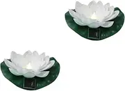 GANAZONO 2pcs Solar Flower Light Decorative Outdoor Floating Lamp for Garden Pool Durable Design for Home Decor Stylish Solar Lights for Leaf Decoration
