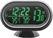 Labymos Car Clock Thermometer Voltmeter 3 in 1 LCD Digital Temperature & Vlotage Meter Detecting Gauge 12V for Car Truck SUV RV