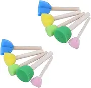 Mellisso 10Pcs Sponge Paint Brushes Toys Wooden Handle Seal Sponge Brushes Kids Children Drawing Painting Graffiti Brush