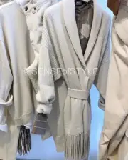 Brunello Cucinelli Cashmere Fringe Cardigan Sweater Top Knit Women M 42
