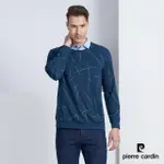 【PIERRE CARDIN 皮爾卡登】商務休閒 襯衫領假兩件印花長袖POLO衫-湖綠色(5225294-47)