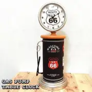 Clock Table Clock Gas Pump Route66 Vintage Stand Black Stylish Gold Retro Ameri
