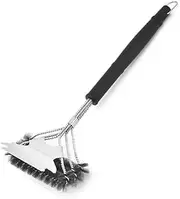 2 in 1 Dream Set- Safe Grill Cleaning Kit - Bristle Free Grill Brush for Outdoor Grill w/Grill Scraper +Heavy Duty Grill Mat|Best BBQ Brush for Grill Cleaning, Silver, shaokaoshua-01/1554