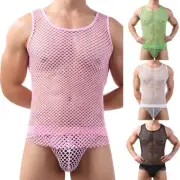 Elevate Your Style with this Sheer Mesh Fishnet Men's Singlet Tank Top