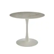 Raimon Furniture Mignon Modern Medium Round Look Ceramic Kitchen Dining Table 90cm Snow Rocky