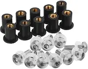 Motorcycle Fairing Bolt Kit 5mm 10PCS Windshield Windscreen Deflectors Bolts for for S1000R for S1000XR for K1300R for R Nine T Scrambler(Silver)