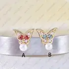 Natural multi Stone Butterfly Daith Piercing Stud Earring, 14k Solid Gold Helix