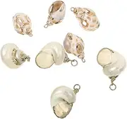 [Yardenfun] 8pcs Natural Sea Shell Conch Pendants for Jewelry Making DIY Charm Accessories Hanging Pendant for Bracelets and Necklaces Durable Plated Decor for Crafts and