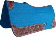 CHALLENGER Horse 32" x 30" Western Contoured Wool Felt Therapeutic Saddle Pad Blue 39147BL