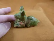 (Y-DOG-LD-715) green orange Anubis Egyptian Dog gemstone carving figurine statue
