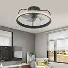 Modern 20" Bladeless Ceiling Fans Chandelier LED Light 3 Color 6 Speed w/Remote