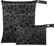 Black Leopard Animal Print waterproof wet diaper bag 2 Pack travel essentials for babies with handles for pool, pool