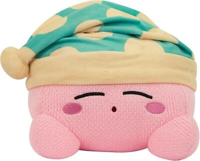 TOMY Nuiguru Knit Kirby Plush - Sleeping Kirby Plushie - Knit and Crochet Plushi