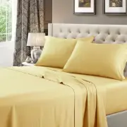 Royal Hotel Bedding Solid Gold 600-Thread-Count Super-Deep 4pc Queen Bed Shee...